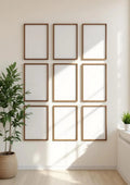 Frame Wall Art Mockup — Walnut Frame Portrait 2:3 — Perspective View — #01074 | MockupBulk