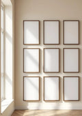 Frame Frame Display Mockup — Walnut Frame Portrait 2:3 — Perspective View — #01077 | MockupBulk