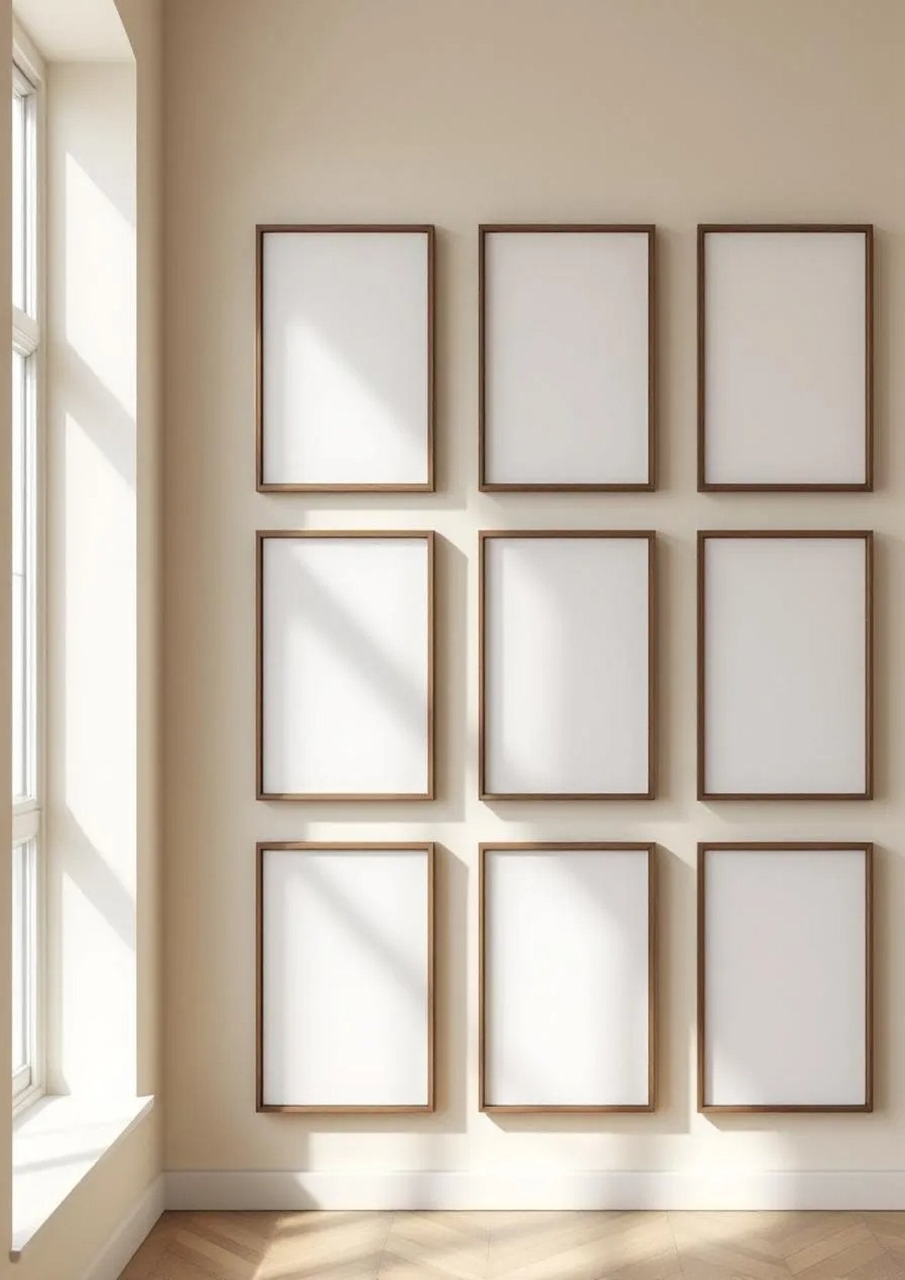 Frame Frame Display Mockup — Walnut Frame Portrait 2:3 — Perspective View — #01077 | MockupBulk