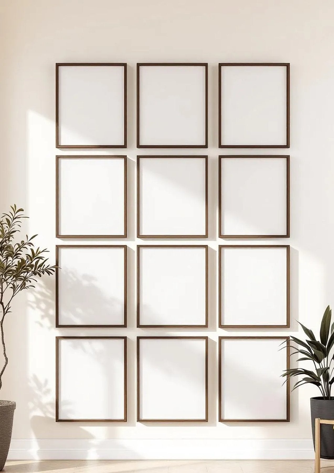 Frame Frame Display Mockup — Walnut Frame Portrait 2:3 — Perspective View — #01080 | MockupBulk