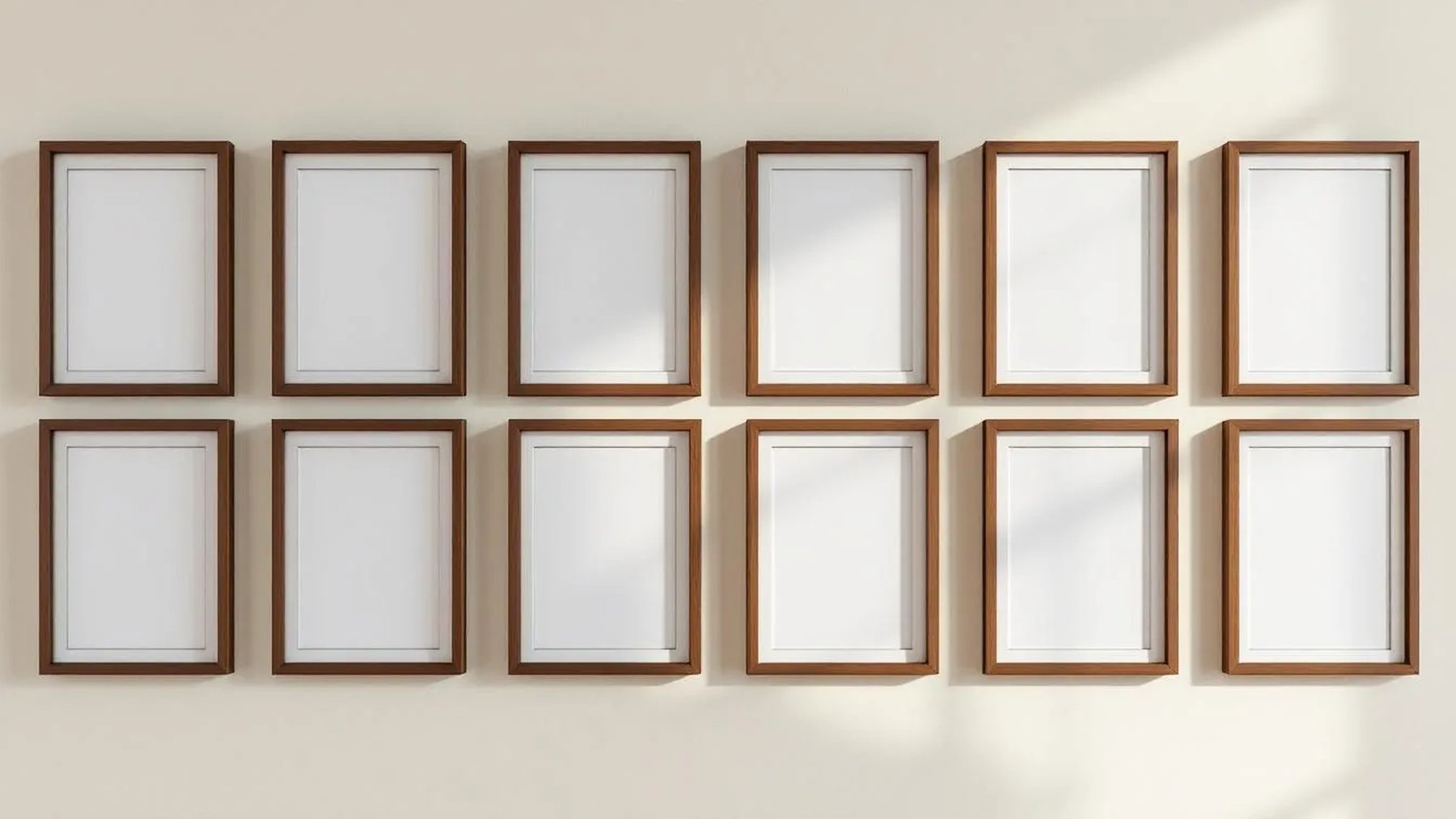 Frame Professional Frame Mockup — Walnut Frame Portrait 2:3 — Perspective View — #01085 | MockupBulk