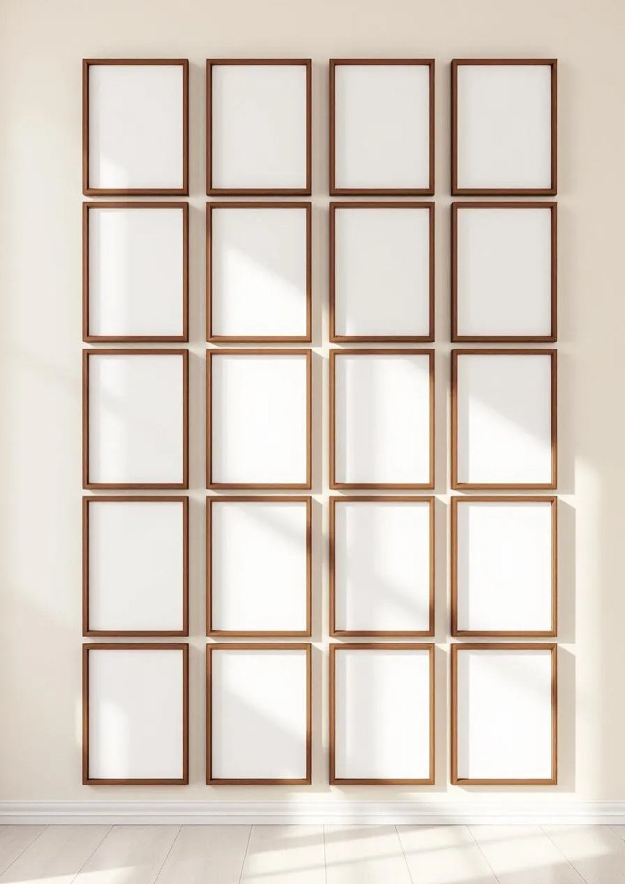 Frame Frame Display Mockup — Walnut Frame Portrait 2:3 — Perspective View — #01086 | MockupBulk