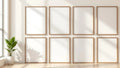 Frame Premium Interior Mockup — Walnut Frame Portrait 2:3 — Perspective View — #01088 | MockupBulk