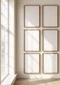 Frame Interior Frame Mockup — Walnut Frame Portrait 2:3 — Perspective View — #01089 | MockupBulk