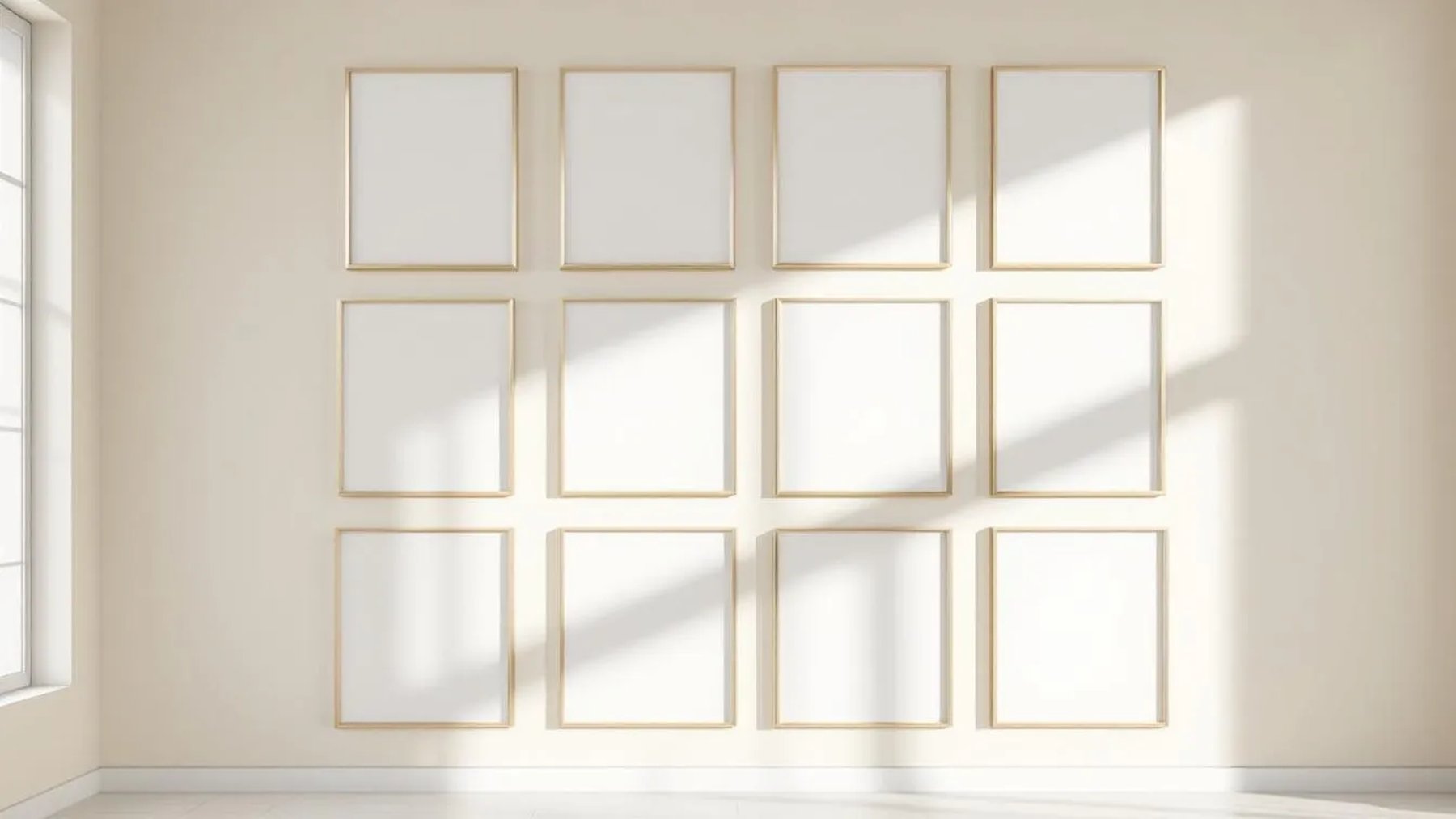Frame Lifestyle Frame Mockup — Gold Frame Square 1:1 — Perspective View — #01094 | MockupBulk