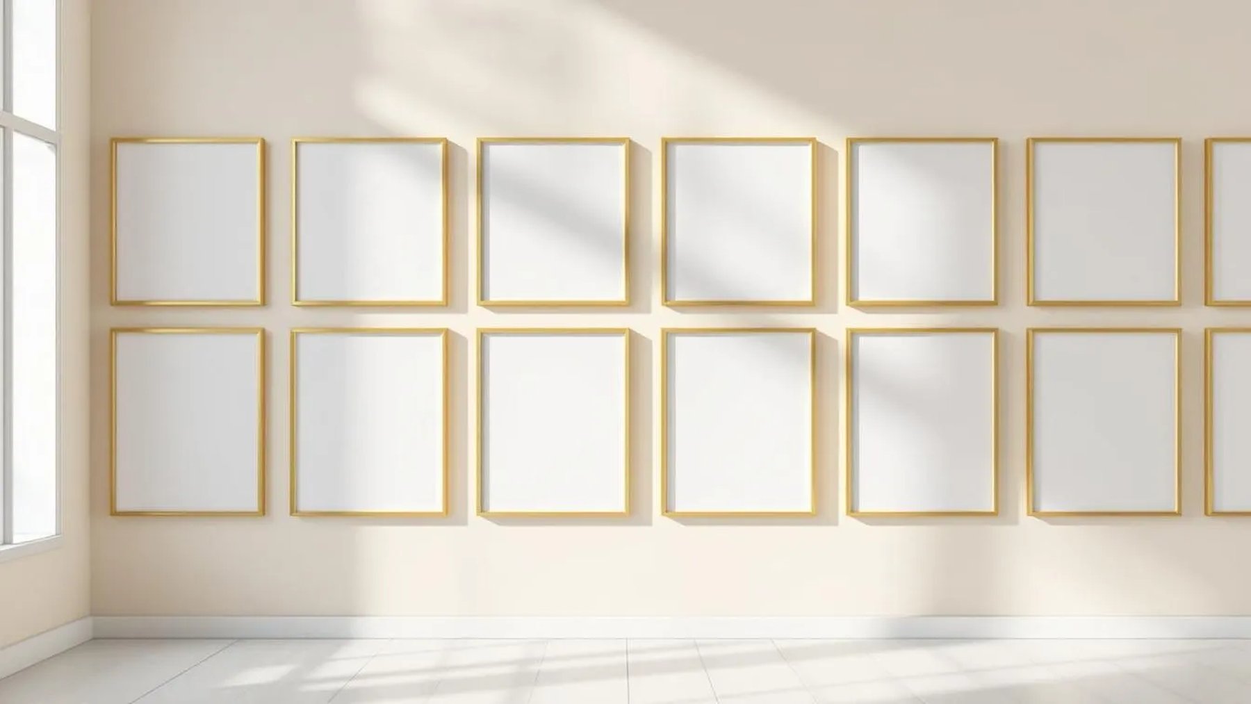 Frame Frame Display Mockup — Gold Frame Portrait 4:5 — Perspective View — #01097 | MockupBulk