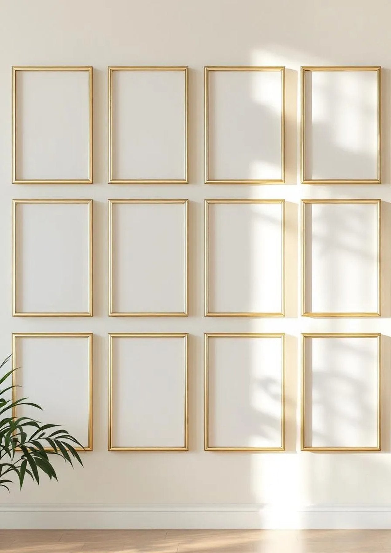 Frame Styled Room Mockup — Gold Frame Portrait 2:3 — Perspective View — #01098 | MockupBulk