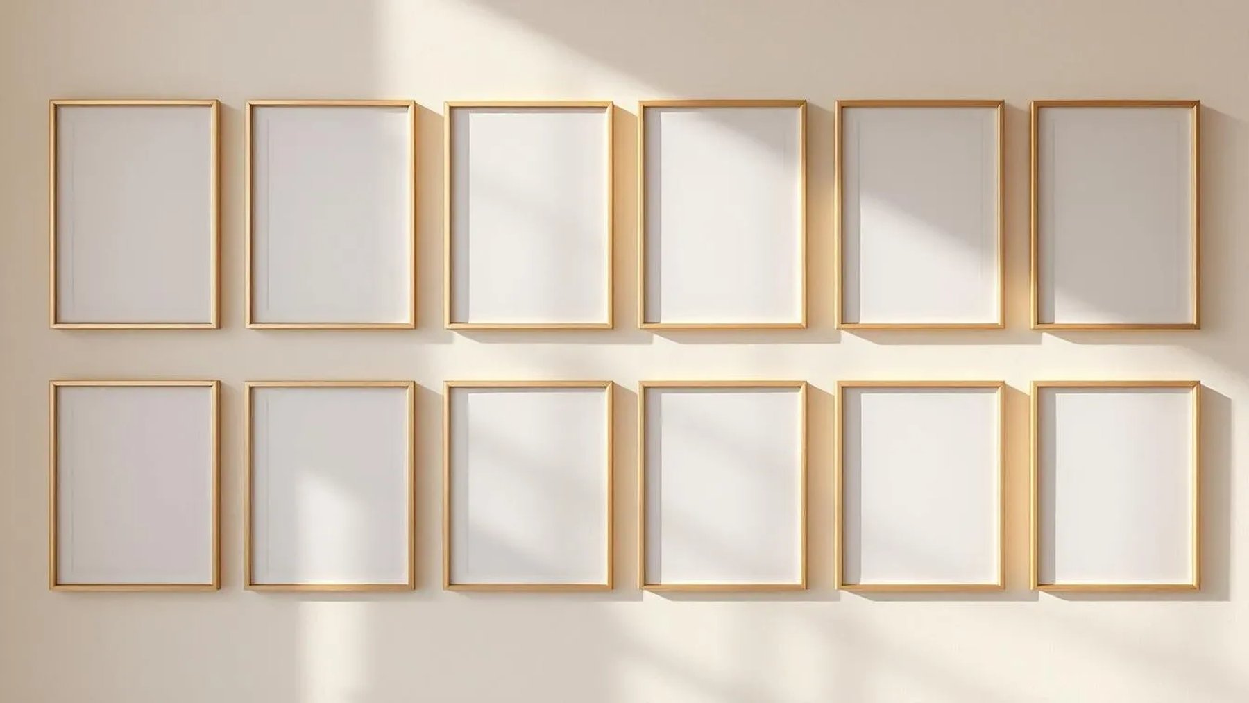 Frame Professional Frame Mockup — Gold Frame Landscape 3:4 — Perspective View — #01100 | MockupBulk