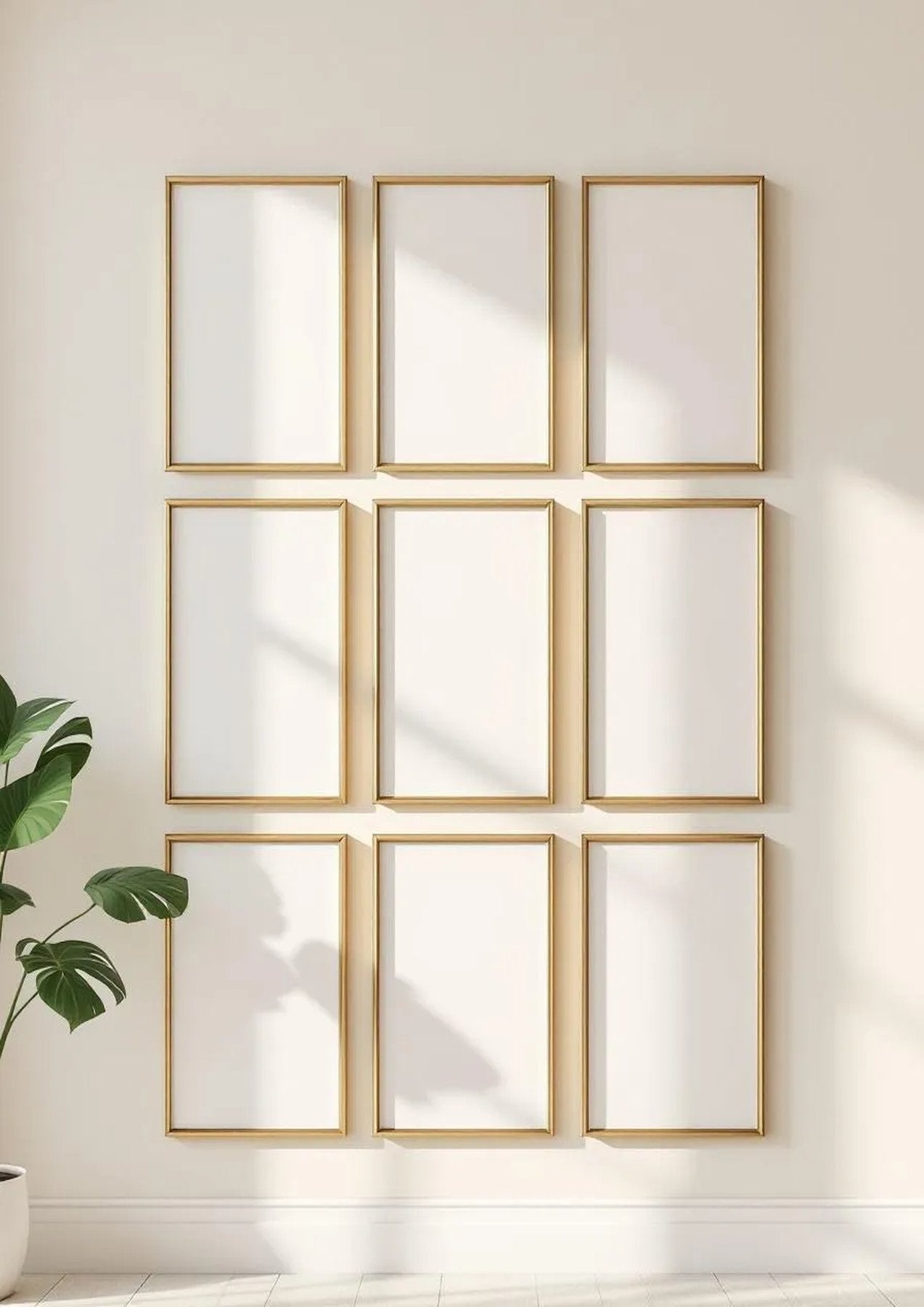 Frame Lifestyle Frame Mockup — Gold Frame Portrait 2:3 — Perspective View — #01101 | MockupBulk