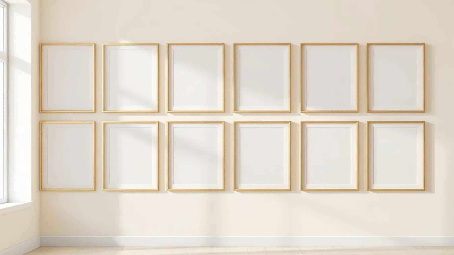 Frame Wall Art Mockup — Gold Frame Square 1:1 — Perspective View — #01103 | MockupBulk