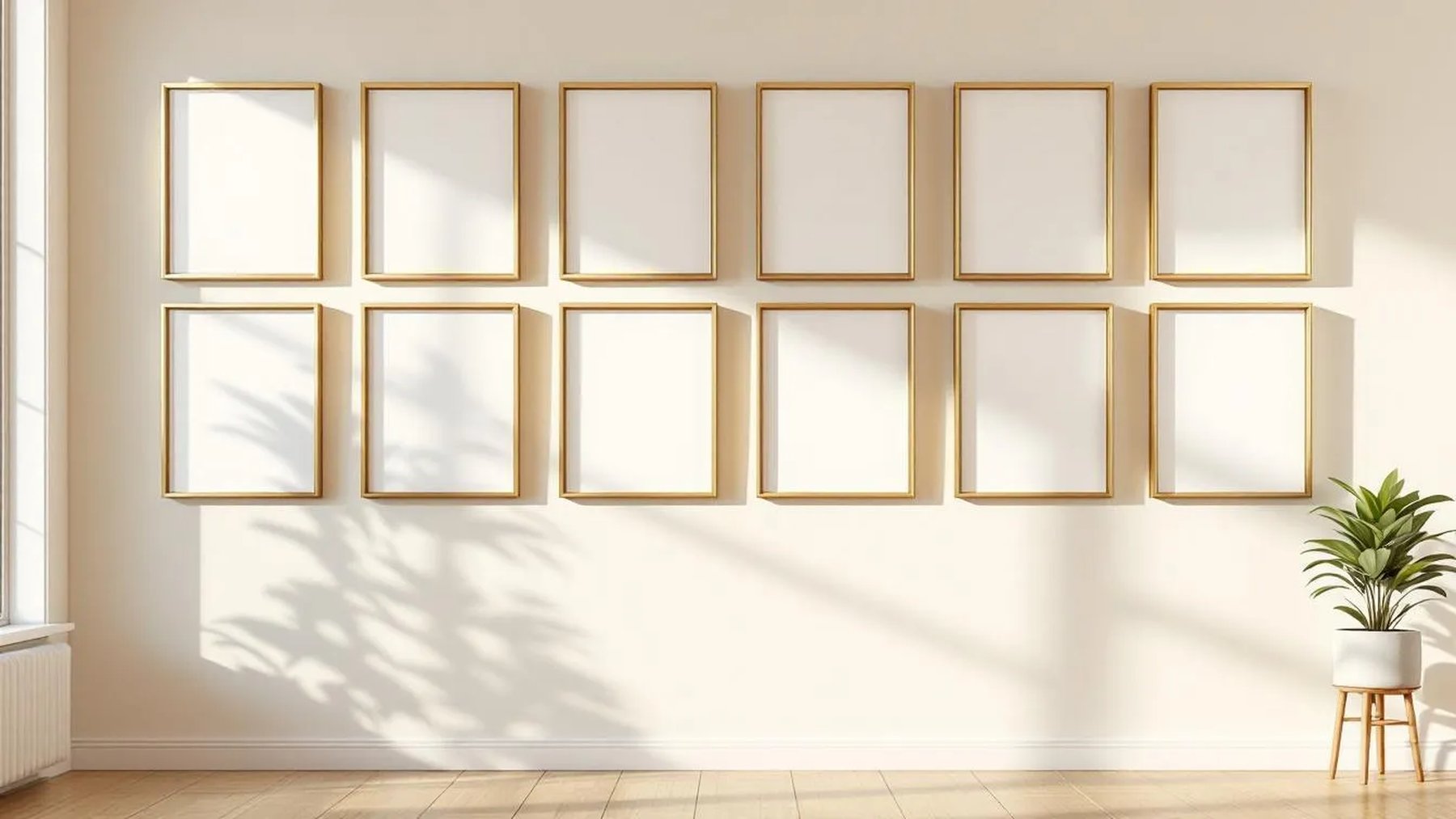 Frame High-Res Frame Mockup — Gold Frame Square 1:1 — Perspective View — #01109 | MockupBulk