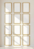 Frame Wall Art Mockup — Gold Frame Portrait 2:3 — Perspective View — #01110 | MockupBulk