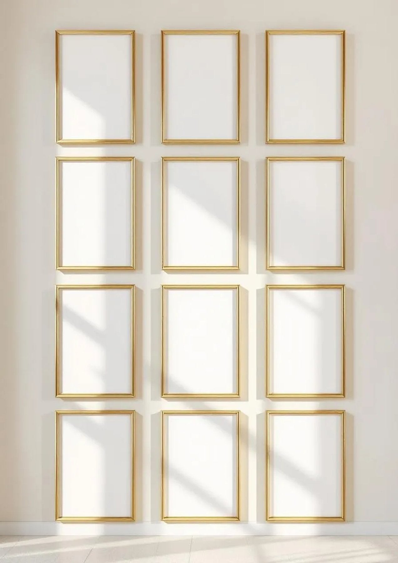 Frame Wall Art Mockup — Gold Frame Portrait 2:3 — Perspective View — #01110 | MockupBulk