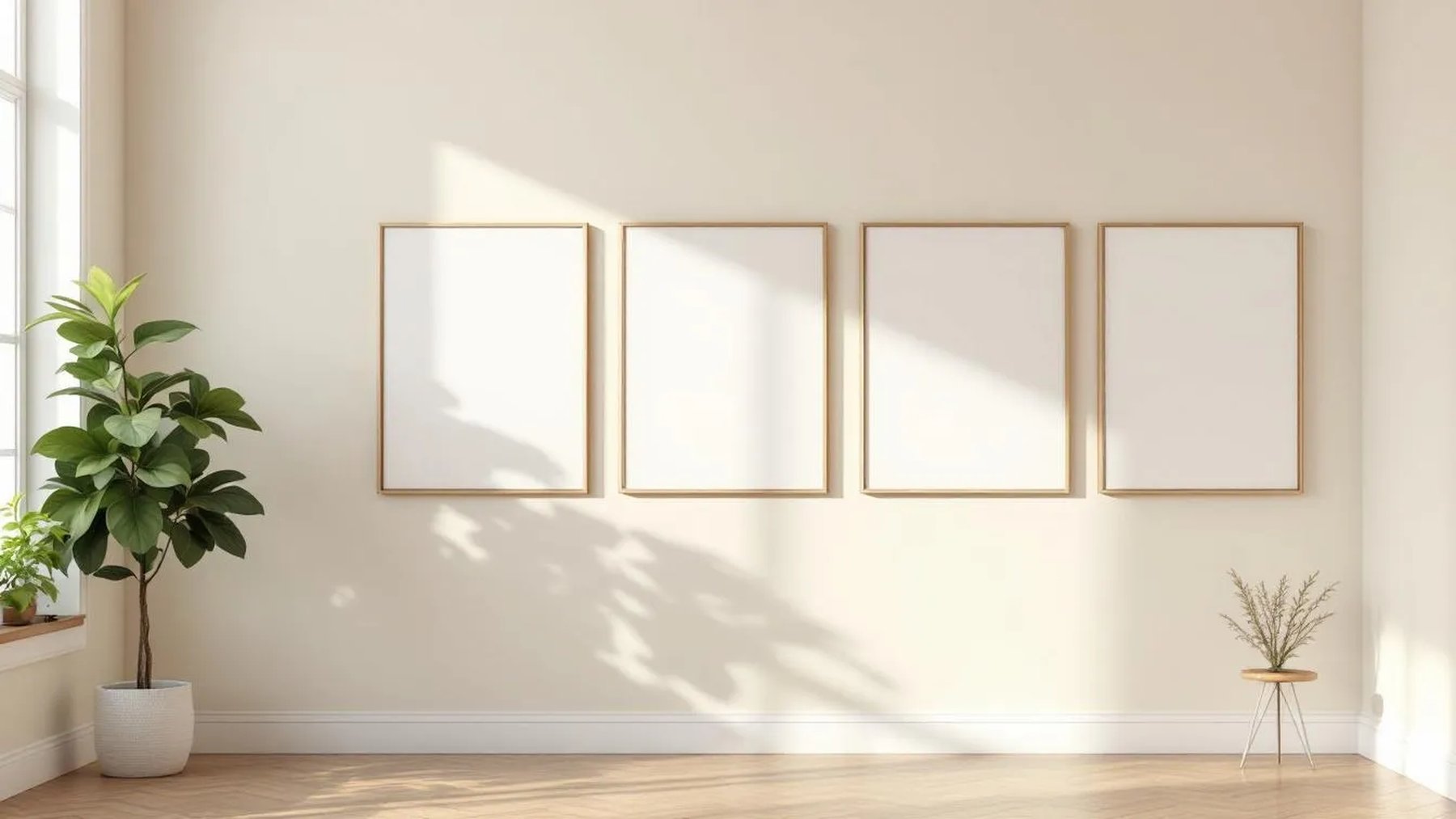 Frame Wall Art Mockup — Silver Frame Square 1:1 — Perspective View — #01121 | MockupBulk