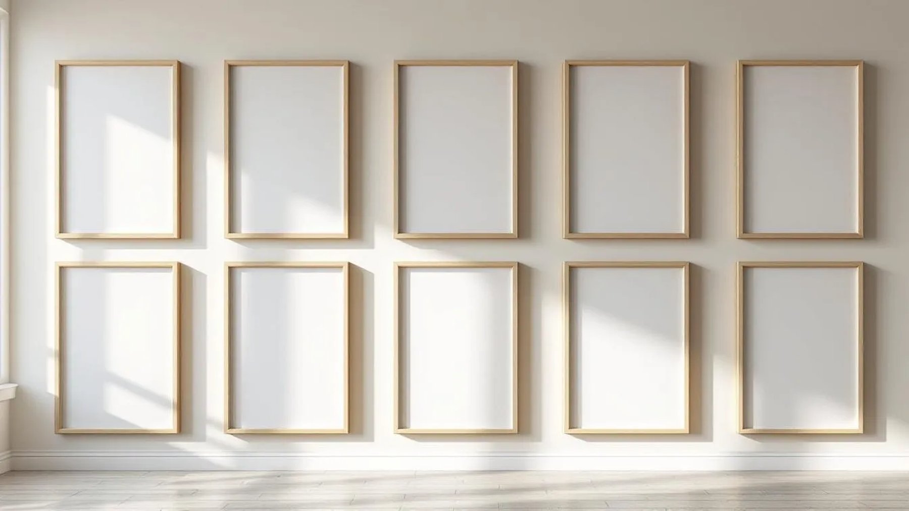Frame Premium Interior Mockup — Raw Pine Frame Landscape 3:4 — Perspective View — #01136 | MockupBulk