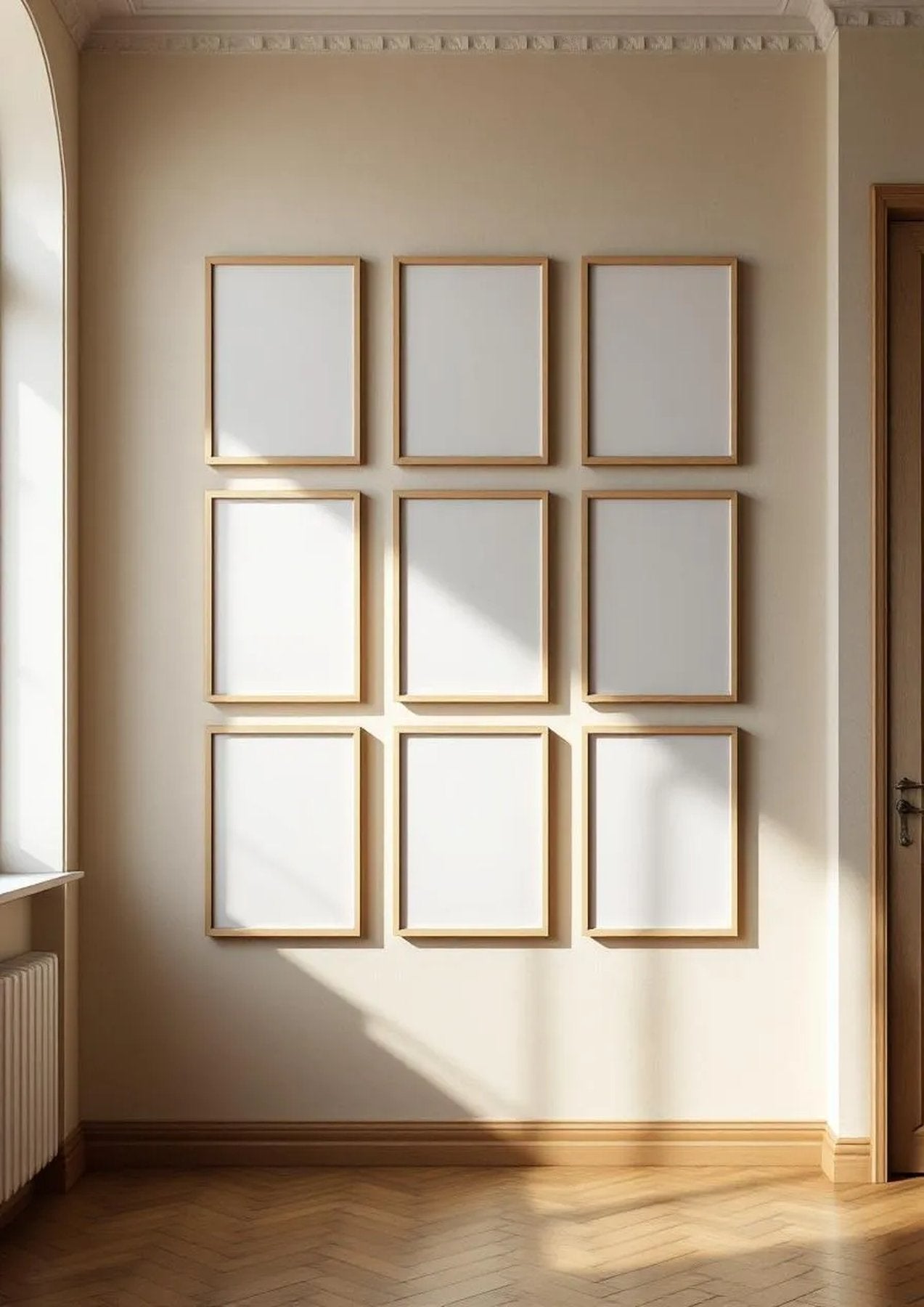 Frame Styled Room Mockup — Raw Pine Frame Portrait 2:3 — Perspective View — #01140 | MockupBulk