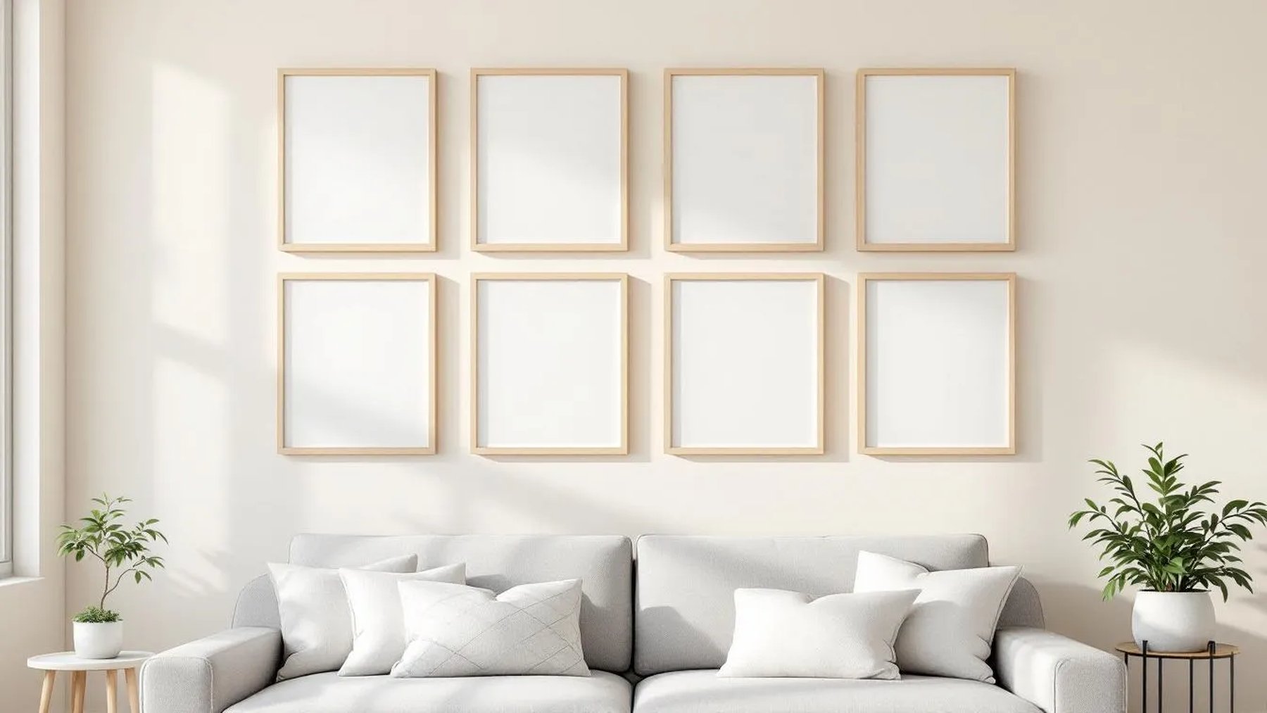 Frame Premium Interior Mockup — Raw Pine Frame A-Series (A4 / A3) — Perspective View — #01142 | MockupBulk