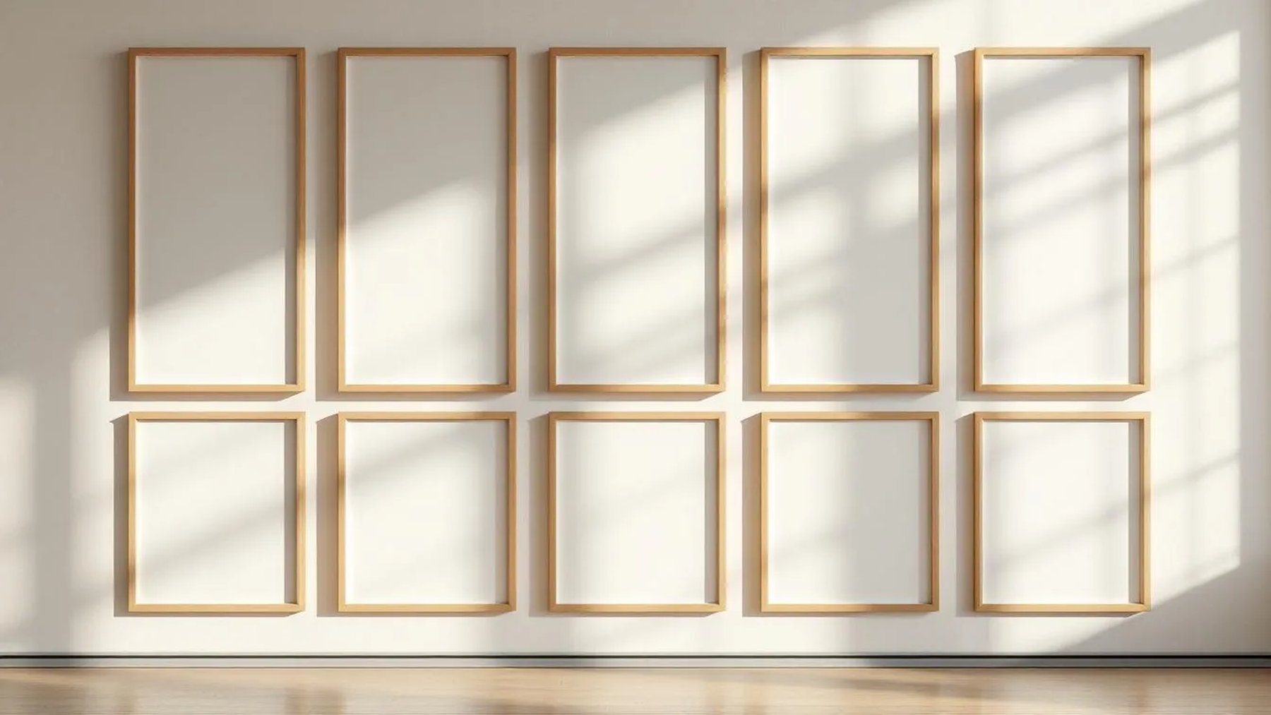 Frame Premium Interior Mockup — Raw Pine Frame Portrait 2:3 — Perspective View — #01148 | MockupBulk