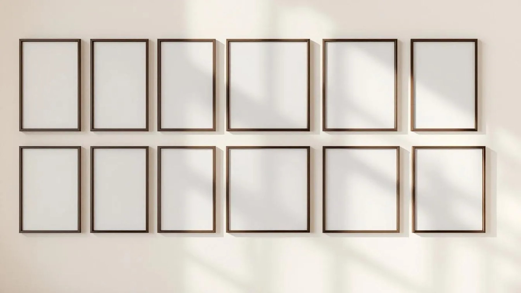 Frame Premium Interior Mockup — Espresso Frame Square 1:1 — Perspective View — #01169 | MockupBulk