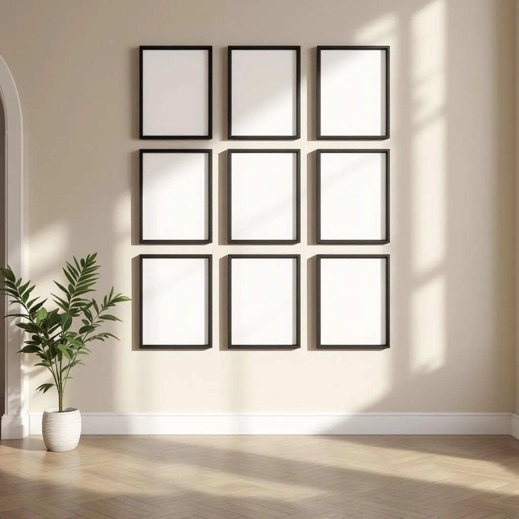 Frame Room Scene Mockup — Plain Square Frame Landscape 3:4 — Perspective View — #01177 | MockupBulk