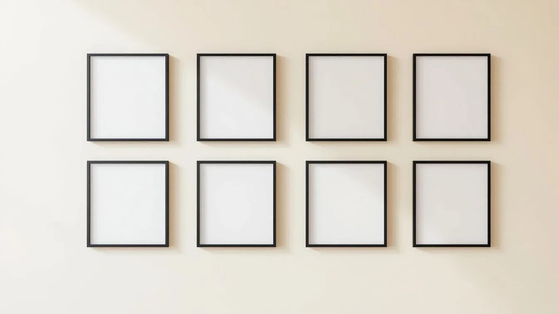 Frame Premium Interior Mockup — Matte Black Frame Square 1:1 — Perspective View — #01178 | MockupBulk