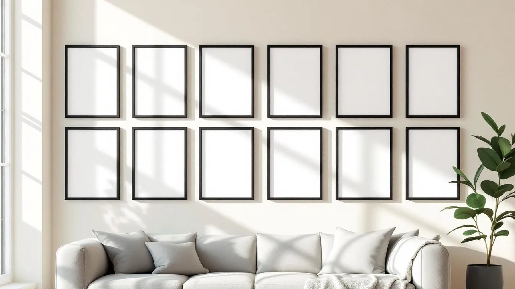 Frame Room Scene Mockup — Matte Black Frame Square 1:1 — Perspective View — #01181 | MockupBulk