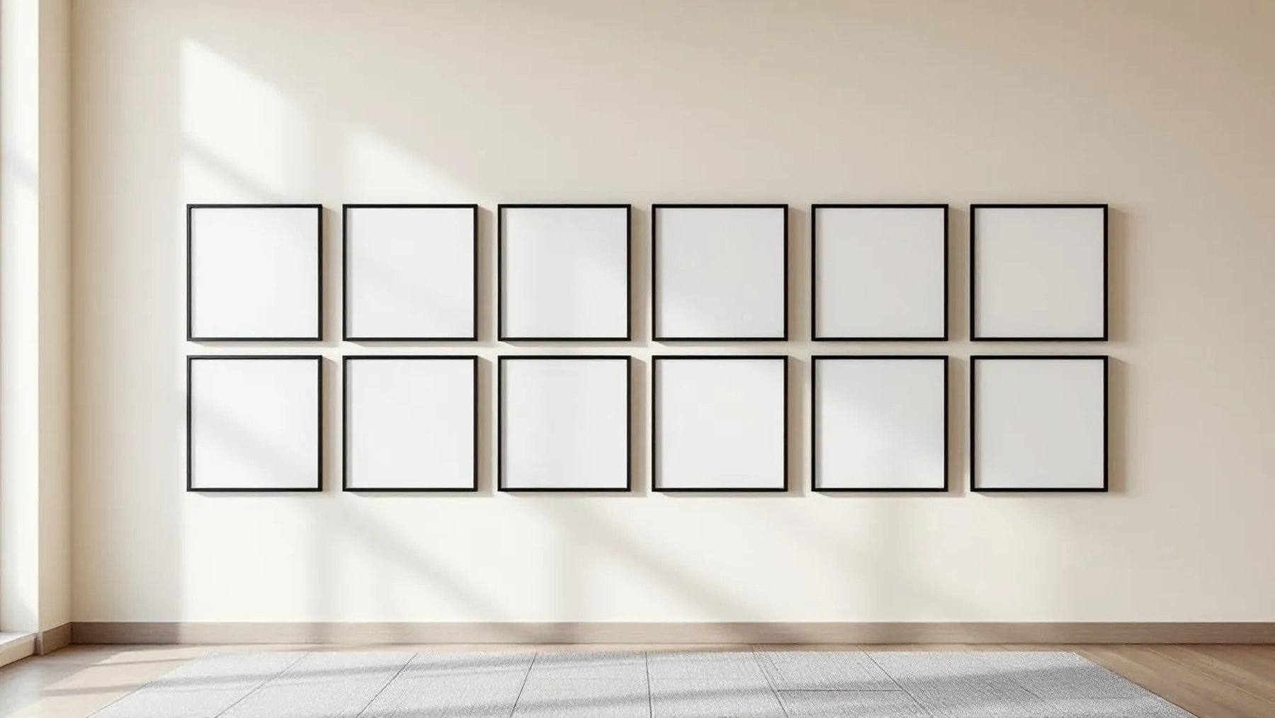 Frame Styled Room Mockup — Matte Black Frame Square 1:1 — Perspective View — #01190 | MockupBulk