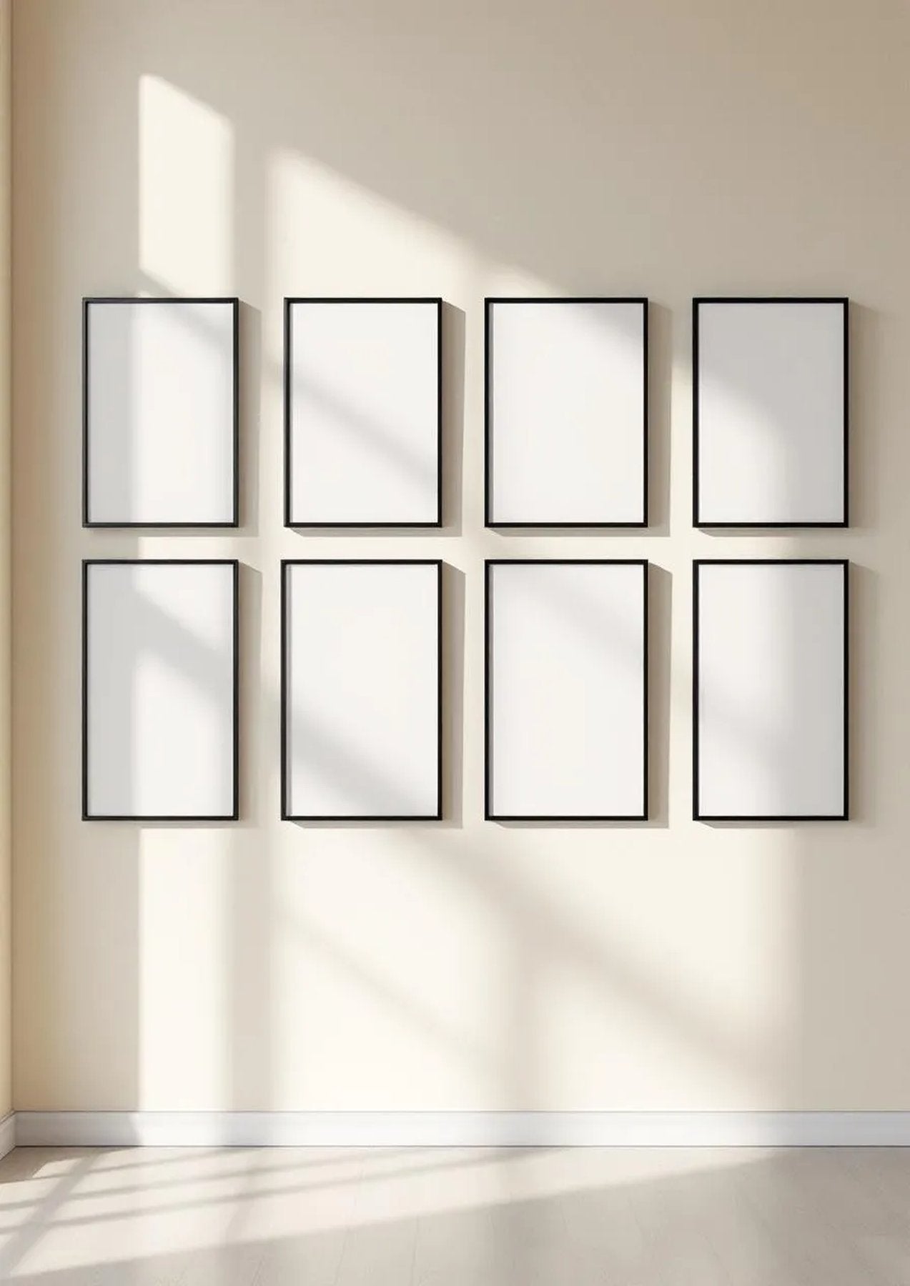 Frame Professional Frame Mockup — Matte Black Frame Portrait 2:3 — Perspective View — #01194 | MockupBulk