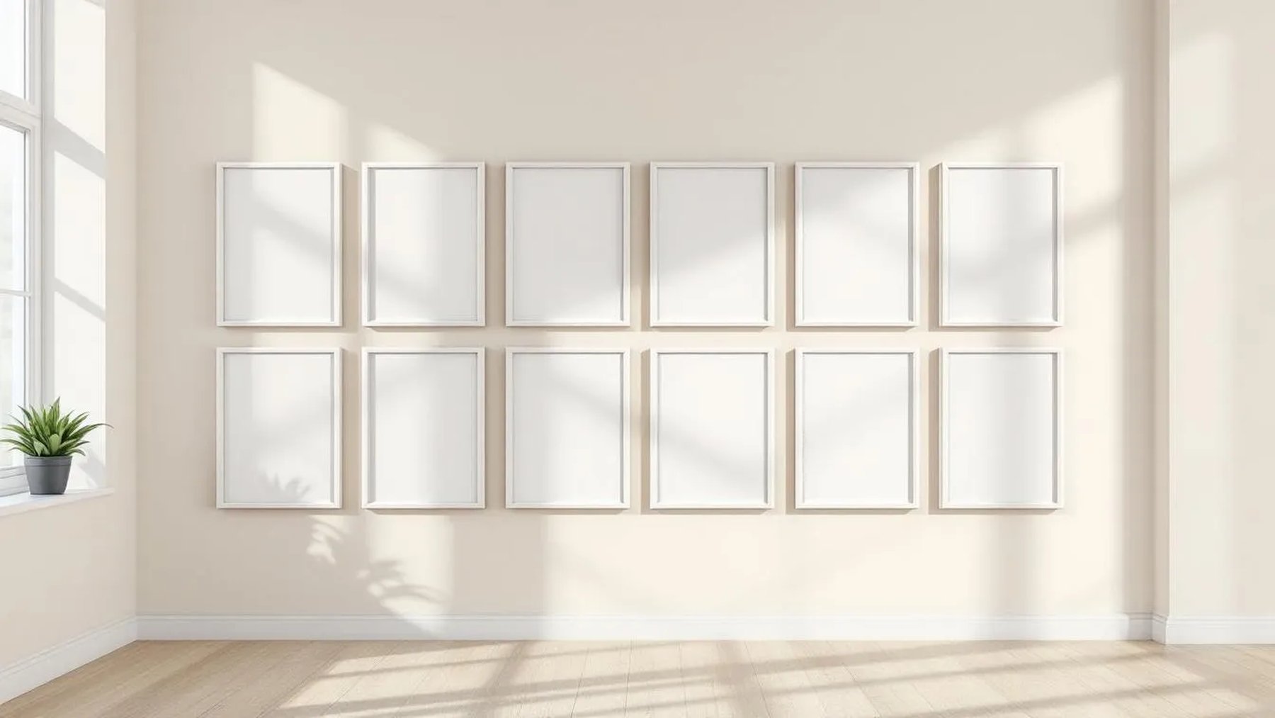 Frame Editorial Room Mockup — White Frame Square 1:1 — Perspective View — #01205 | MockupBulk