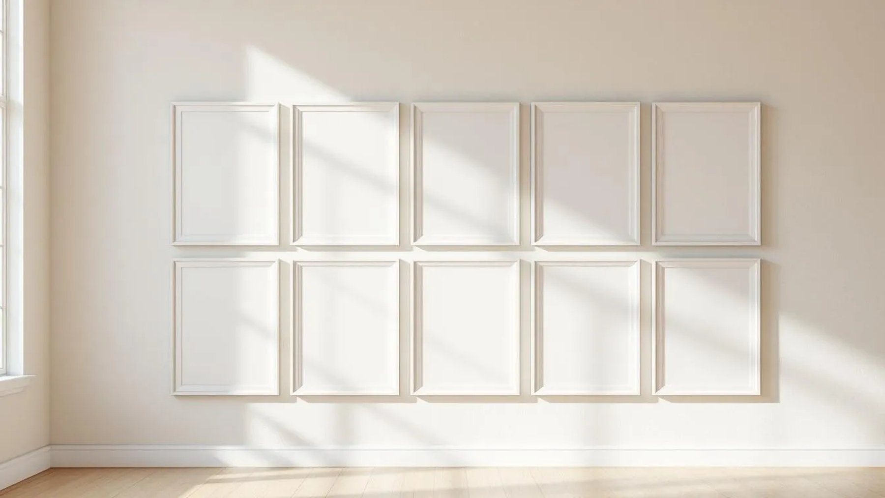 Frame Room Scene Mockup — White Frame Square 1:1 — Perspective View — #01211 | MockupBulk