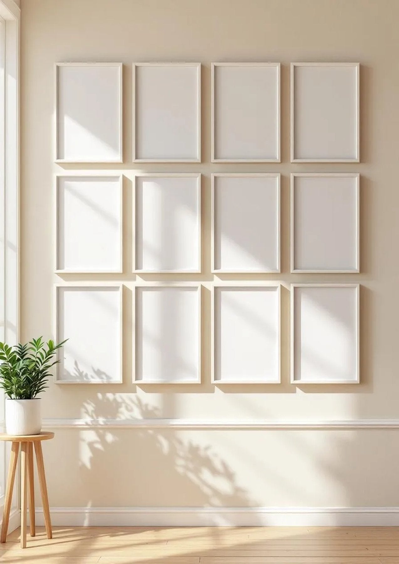 Frame Room Scene Mockup — White Frame Portrait 2:3 — Perspective View — #01215 | MockupBulk