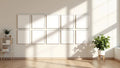 Frame Room Scene Mockup — White Frame Square 1:1 — Perspective View — #01217 | MockupBulk