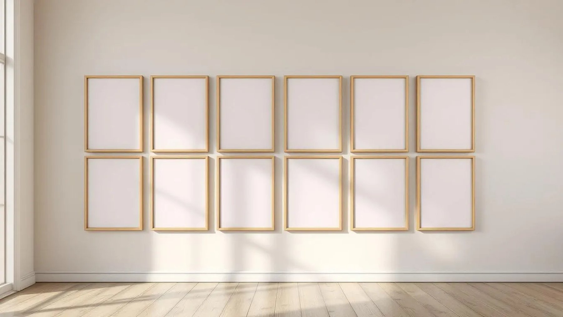 Frame High-Res Frame Mockup — Natural Oak Frame Portrait 2:3 — Perspective View — #01220 | MockupBulk