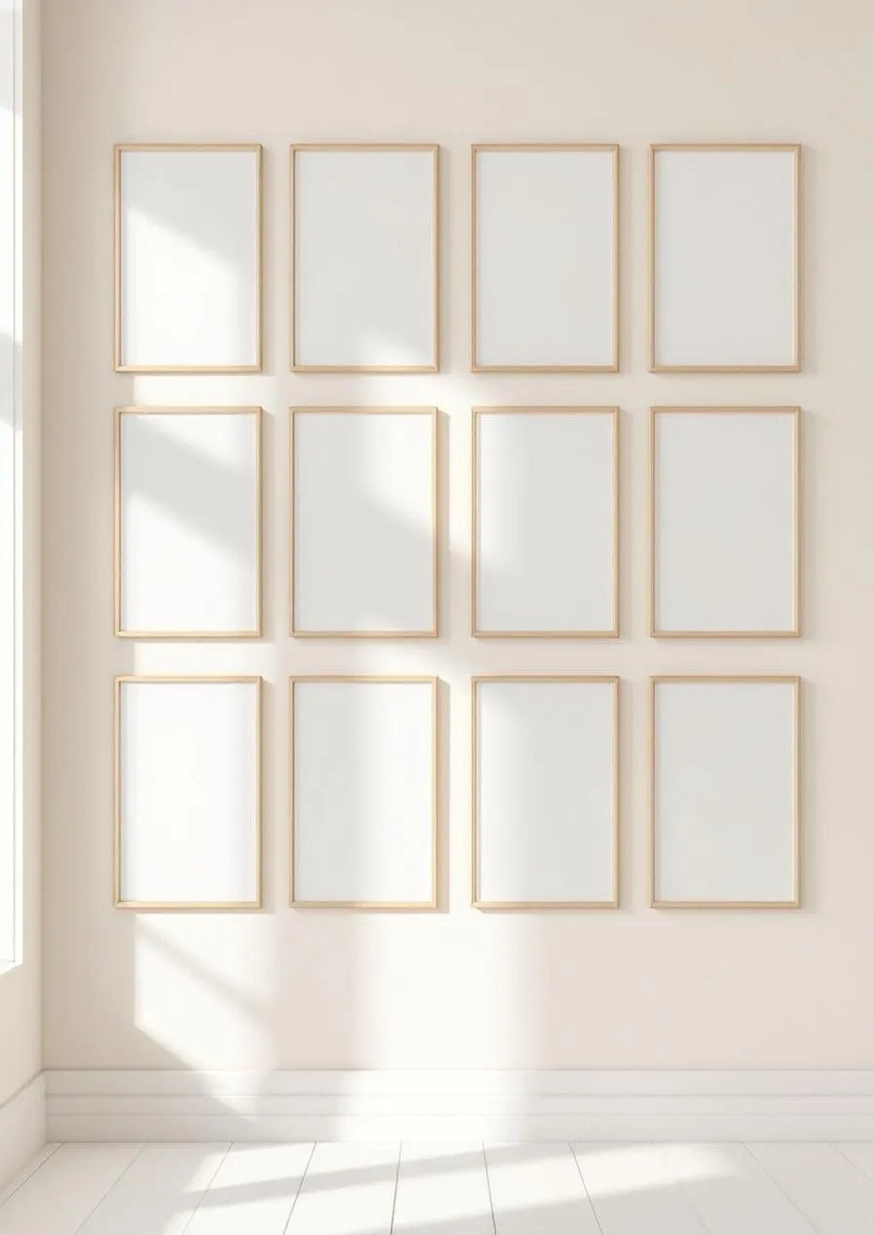 Frame Lifestyle Frame Mockup — Natural Oak Frame Portrait 2:3 — Perspective View — #01221 | MockupBulk