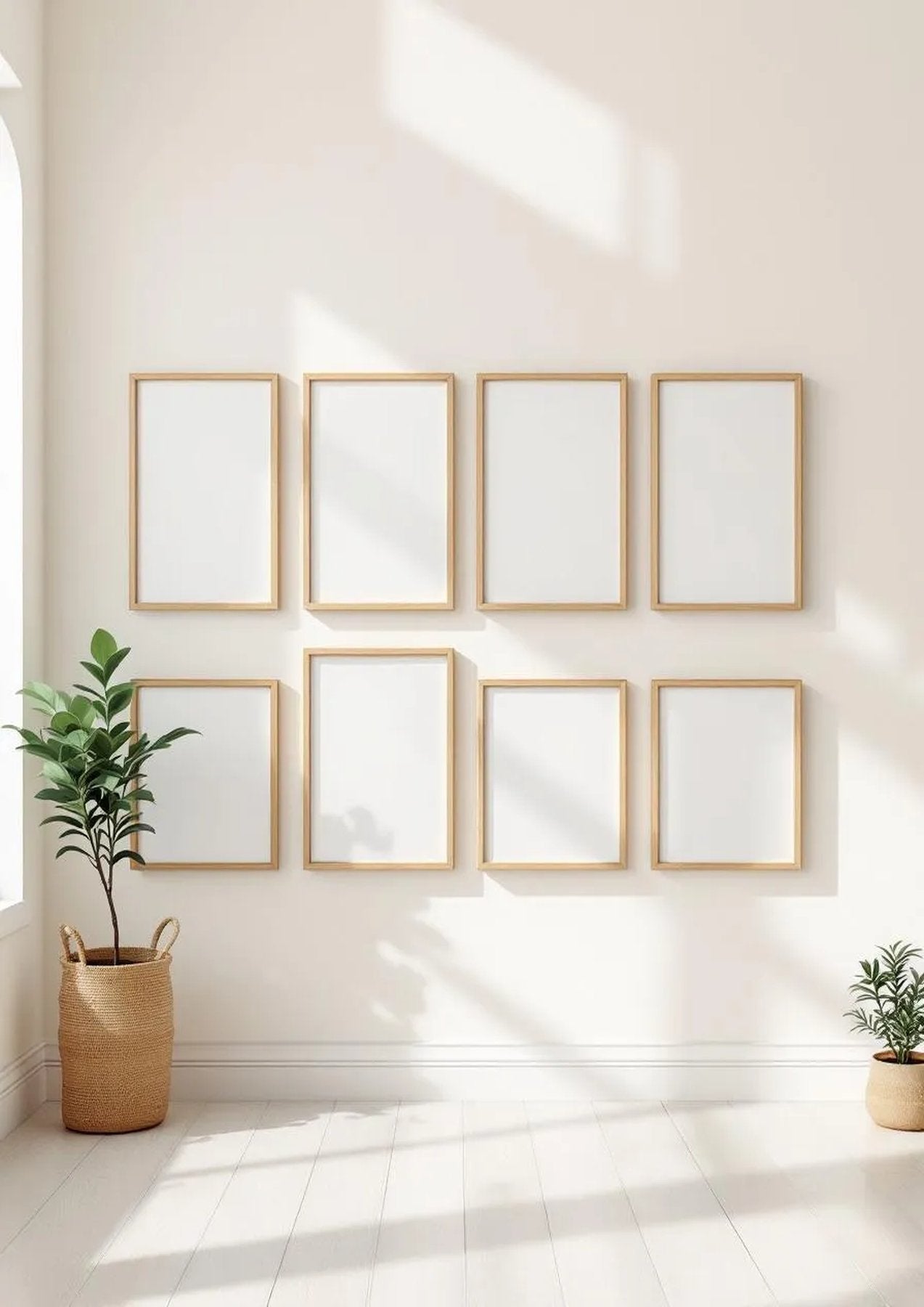 Frame Lifestyle Frame Mockup — Natural Oak Frame Portrait 2:3 — Perspective View — #01224 | MockupBulk