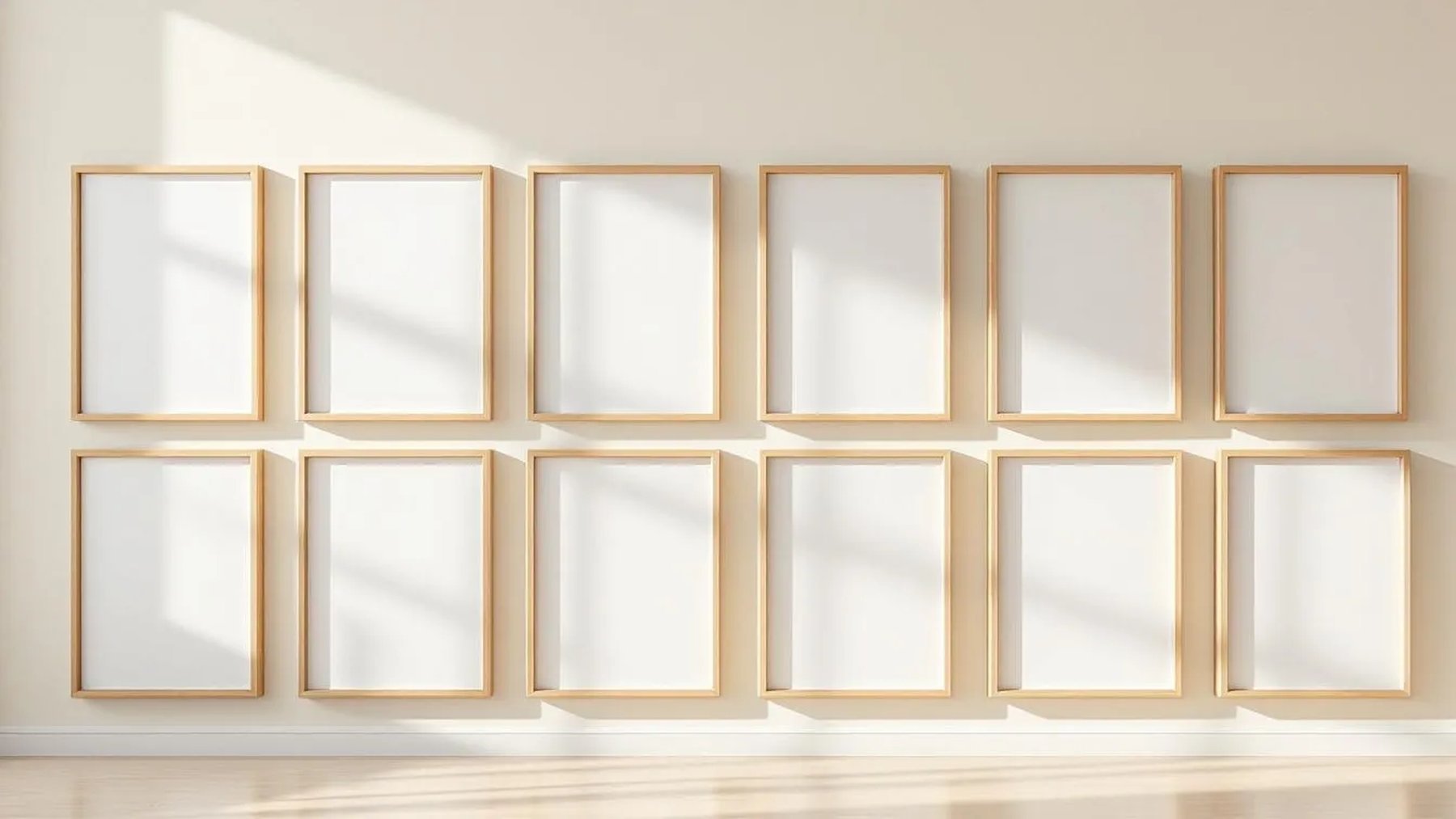 Frame Room Scene Mockup — Natural Oak Frame Portrait 2:3 — Perspective View — #01226 | MockupBulk