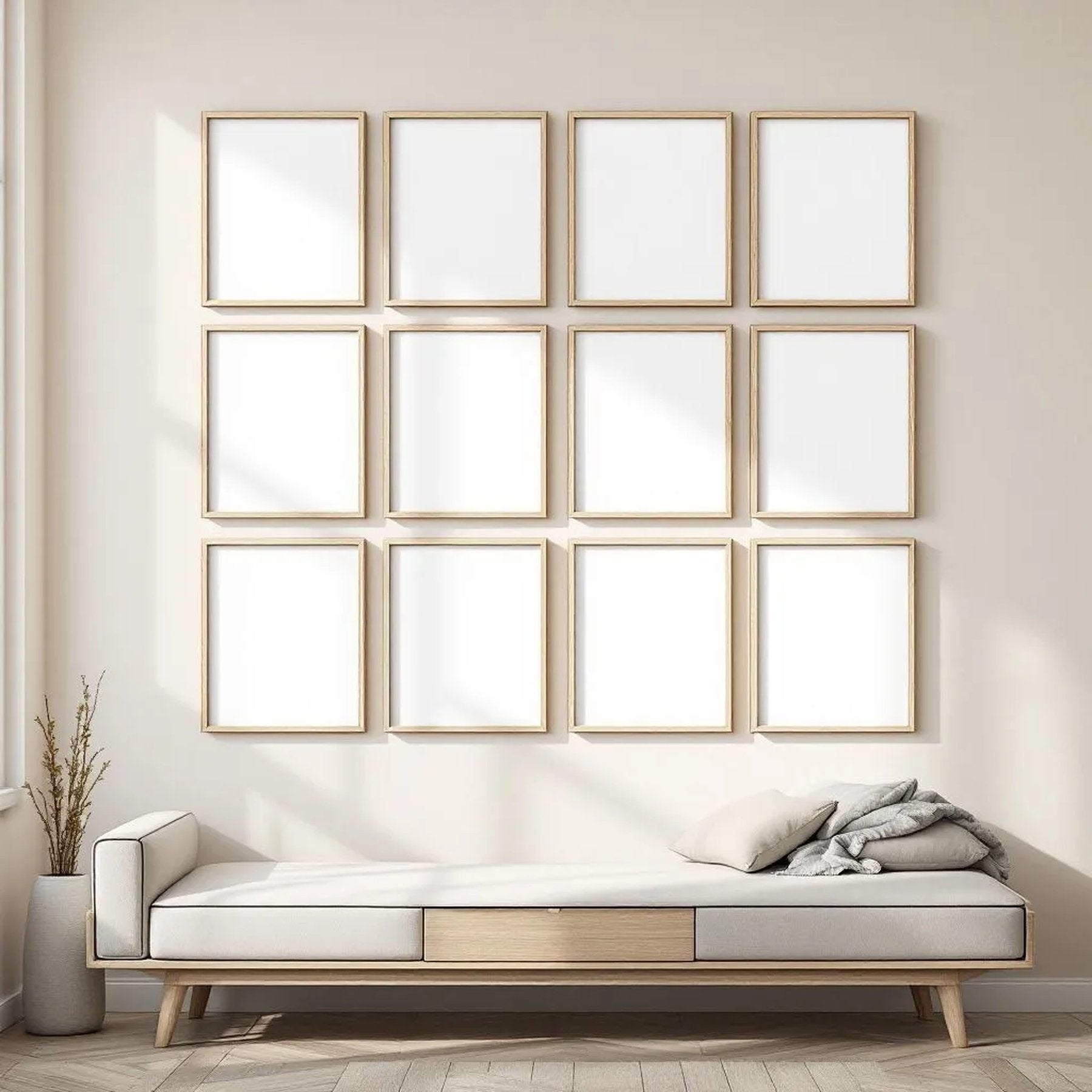 Frame Room Scene Mockup — Plain Square Frame Portrait 4:5 — Perspective View — #01228 | MockupBulk