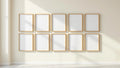 Frame Premium Interior Mockup — Natural Oak Frame Square 1:1 — Perspective View — #01229 | MockupBulk