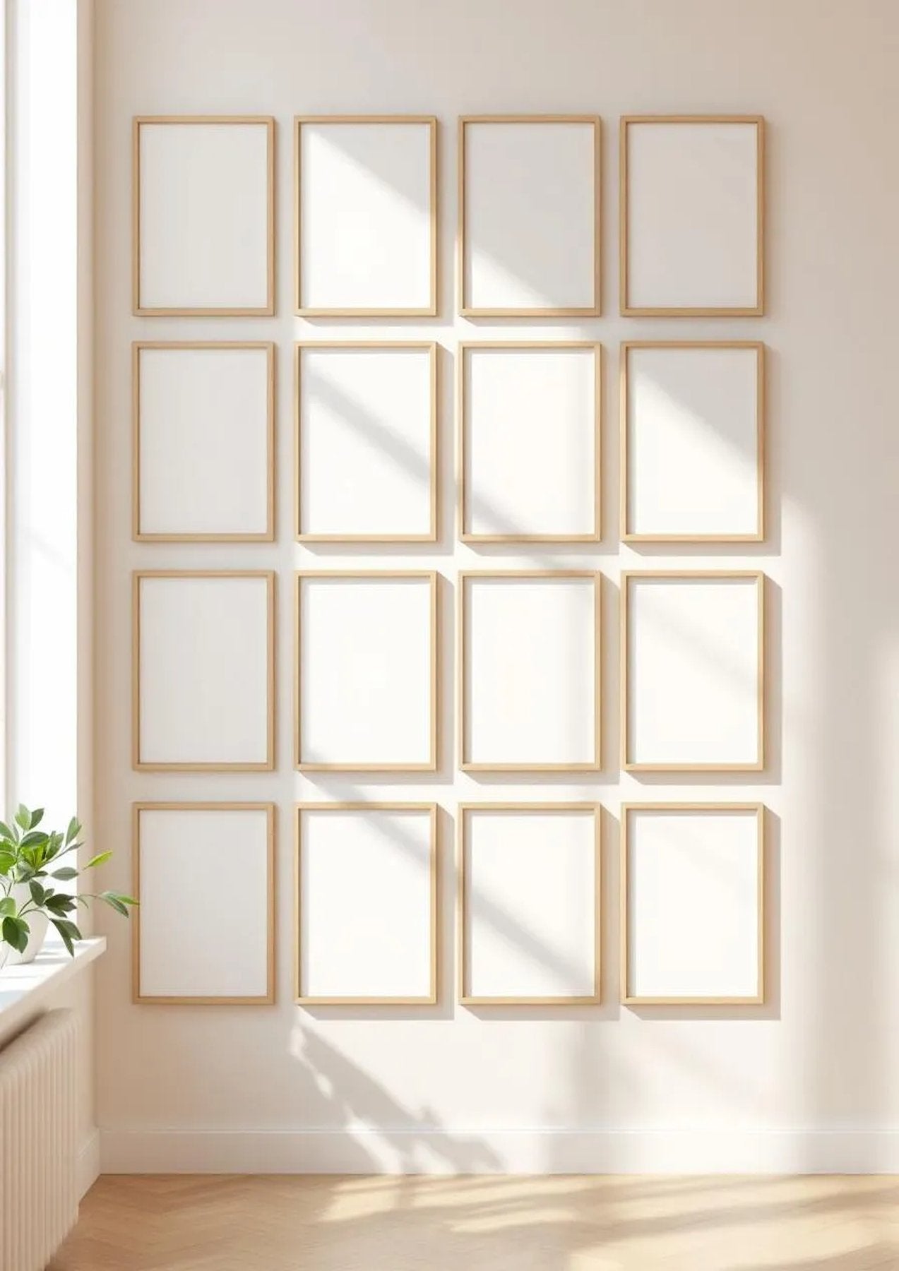 Frame Editorial Room Mockup — Natural Oak Frame Portrait 2:3 — Perspective View — #01230 | MockupBulk