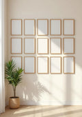 Frame Frame Display Mockup — Natural Oak Frame Portrait 2:3 — Perspective View — #01233 | MockupBulk