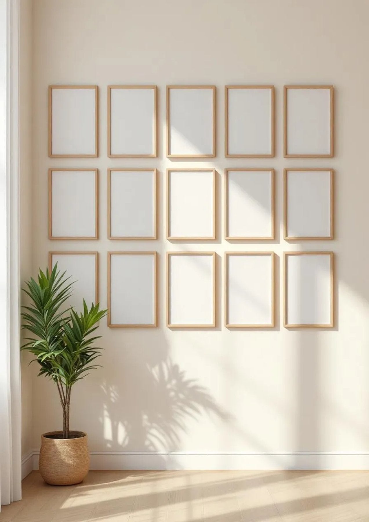 Frame Frame Display Mockup — Natural Oak Frame Portrait 2:3 — Perspective View — #01233 | MockupBulk