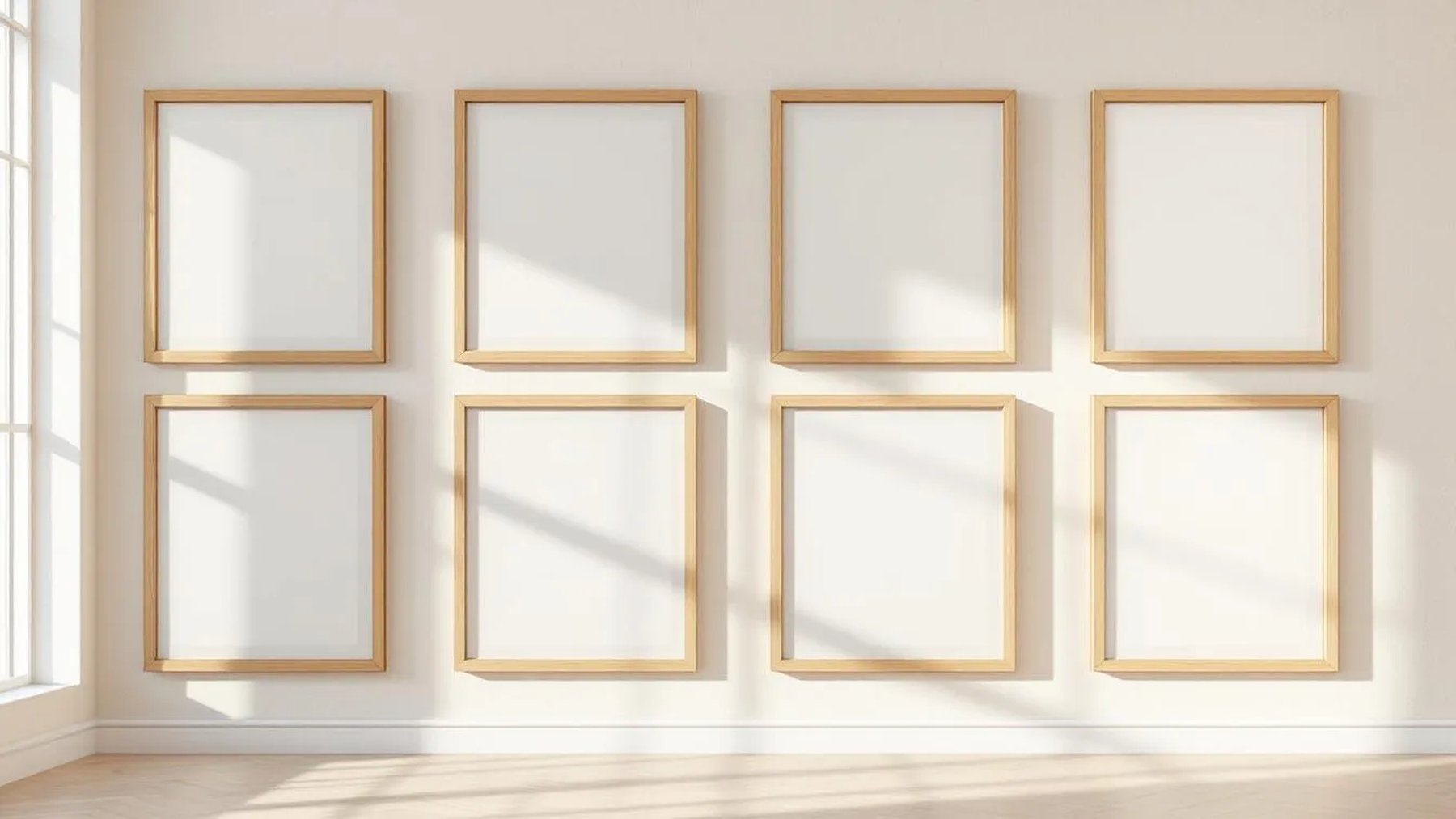 Frame Editorial Room Mockup — Natural Oak Frame Square 1:1 — Perspective View — #01235 | MockupBulk