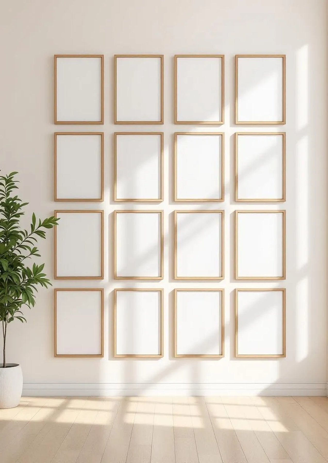 Frame High-Res Frame Mockup — Natural Oak Frame Portrait 2:3 — Perspective View — #01236 | MockupBulk