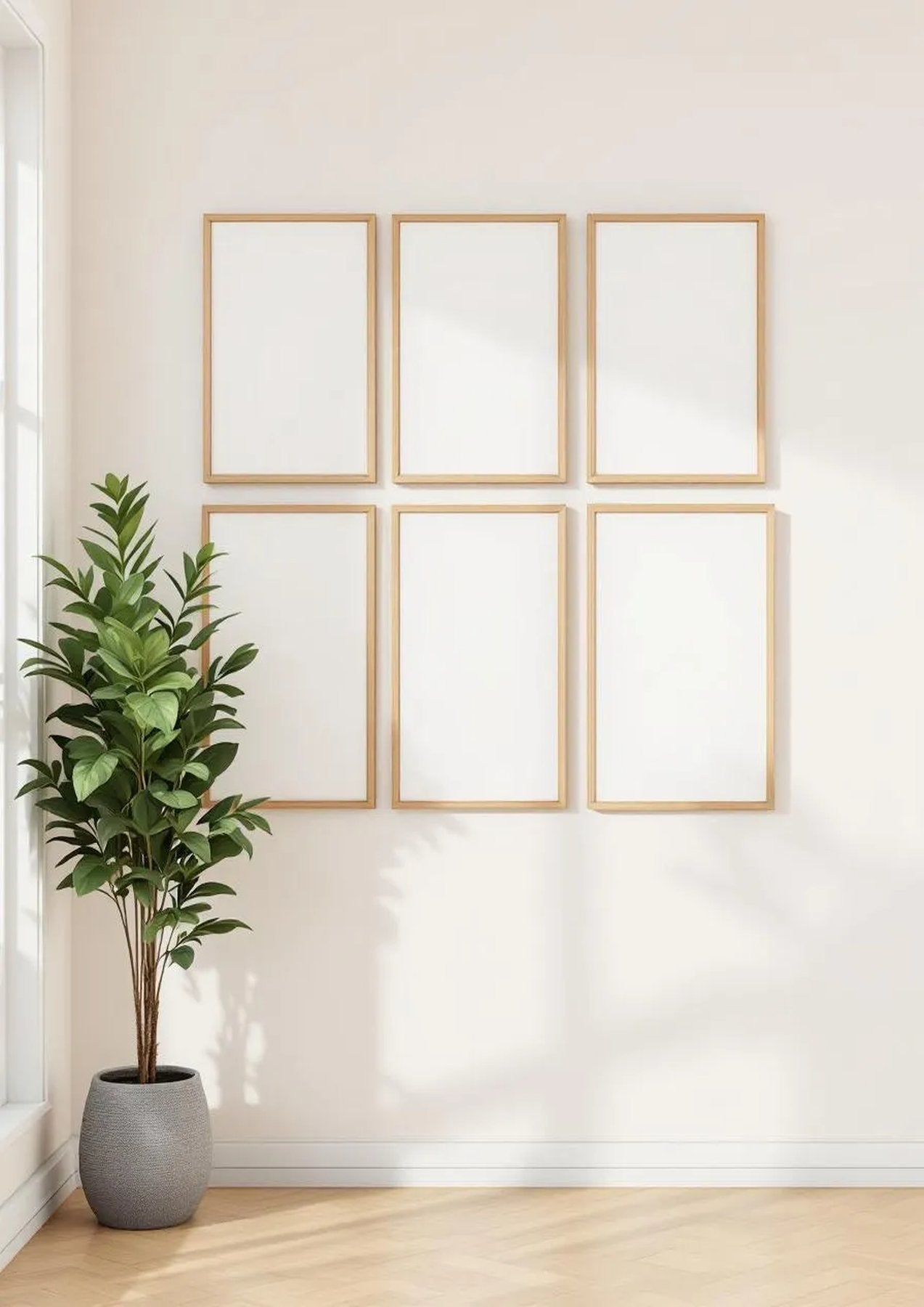 Frame Lifestyle Frame Mockup — Natural Oak Frame Portrait 2:3 — Perspective View — #01239 | MockupBulk