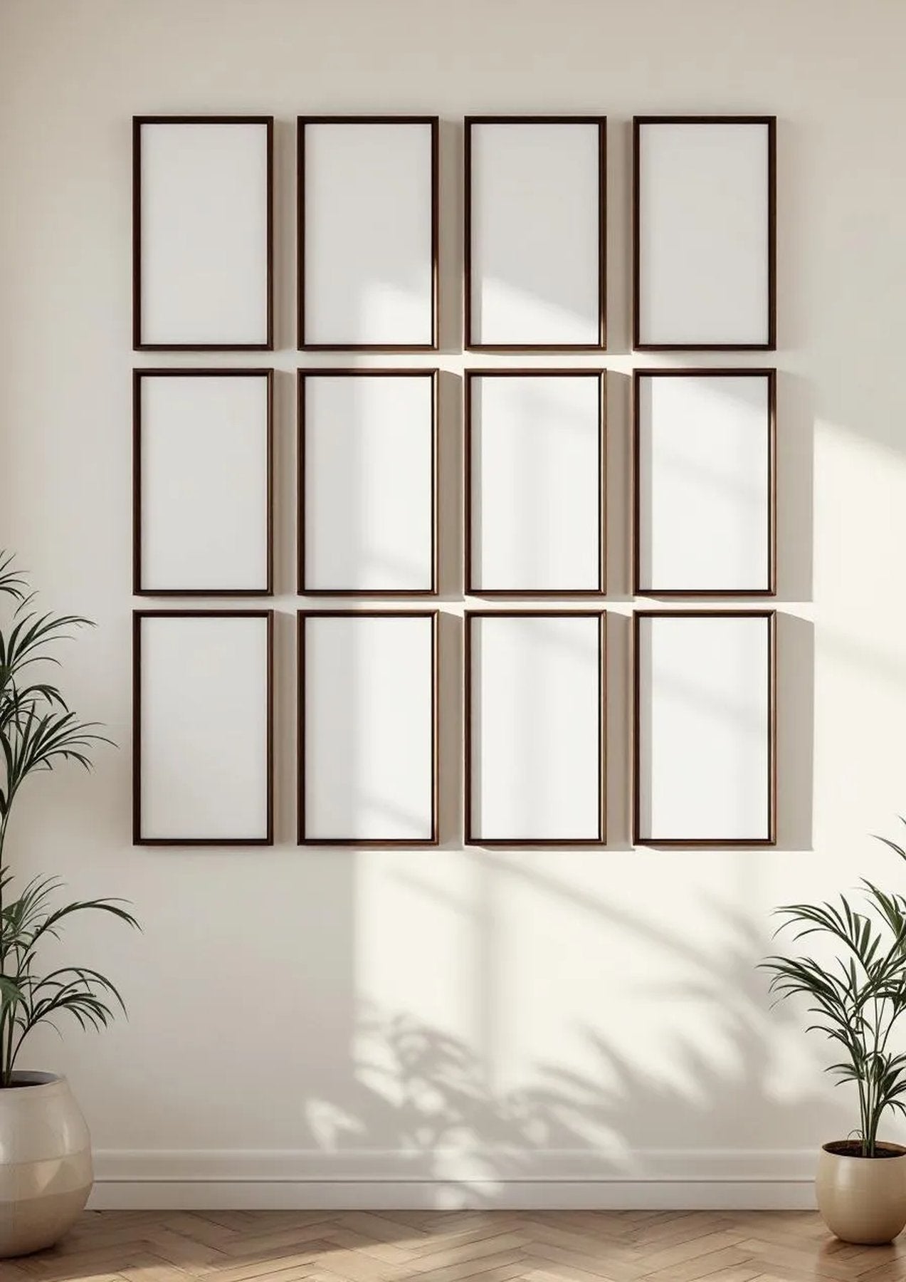 Frame Interior Frame Mockup — Walnut Frame Portrait 2:3 — Perspective View — #01245 | MockupBulk