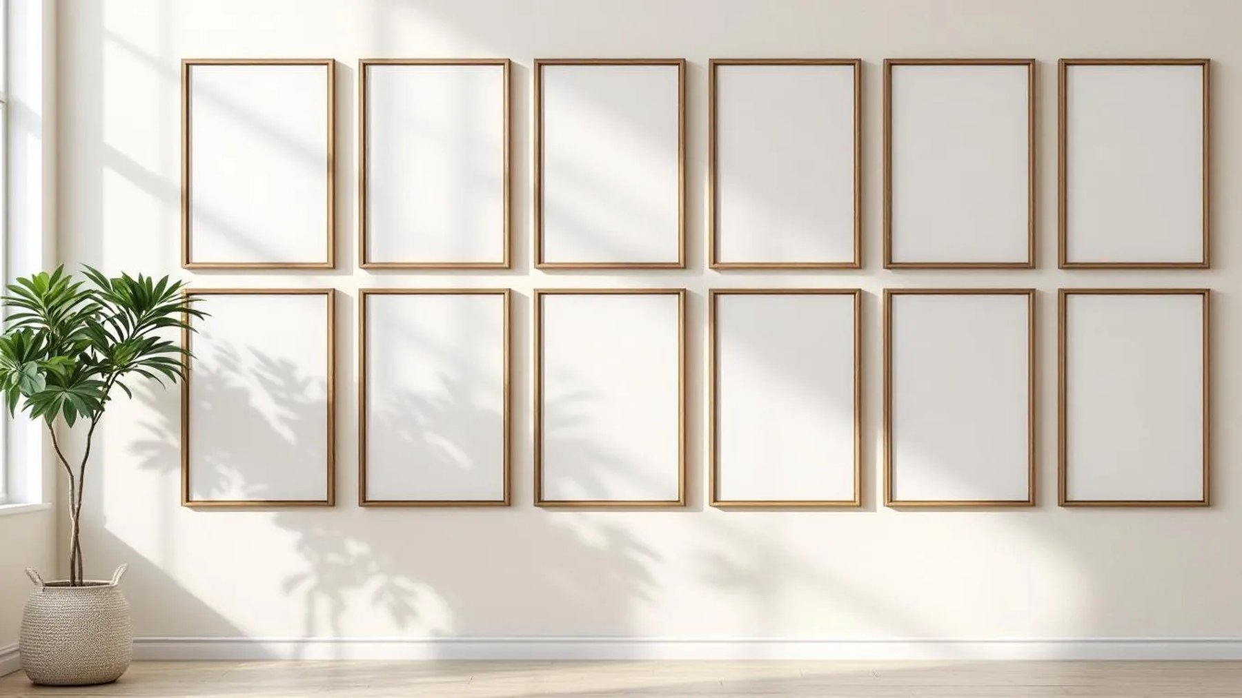 Frame Frame Display Mockup — Walnut Frame Portrait 2:3 — Perspective View — #01247 | MockupBulk