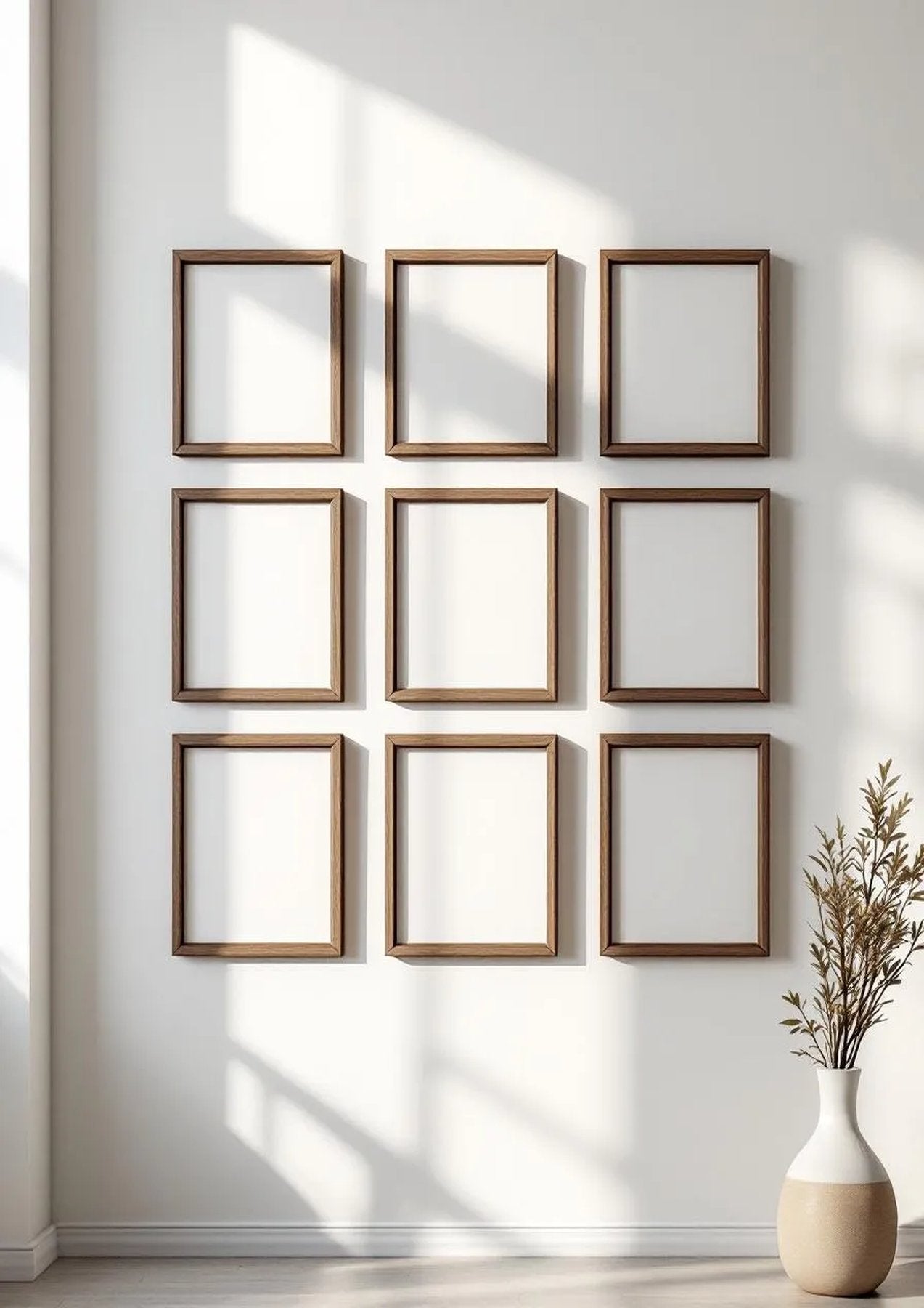 Frame Professional Frame Mockup — Walnut Frame Portrait 2:3 — Perspective View — #01248 | MockupBulk