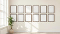 Frame Interior Frame Mockup — Walnut Frame Square 1:1 — Perspective View — #01250 | MockupBulk