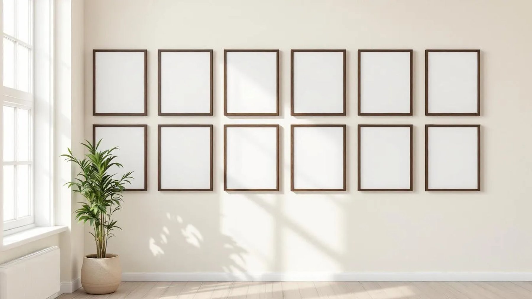 Frame Interior Frame Mockup — Walnut Frame Square 1:1 — Perspective View — #01250 | MockupBulk