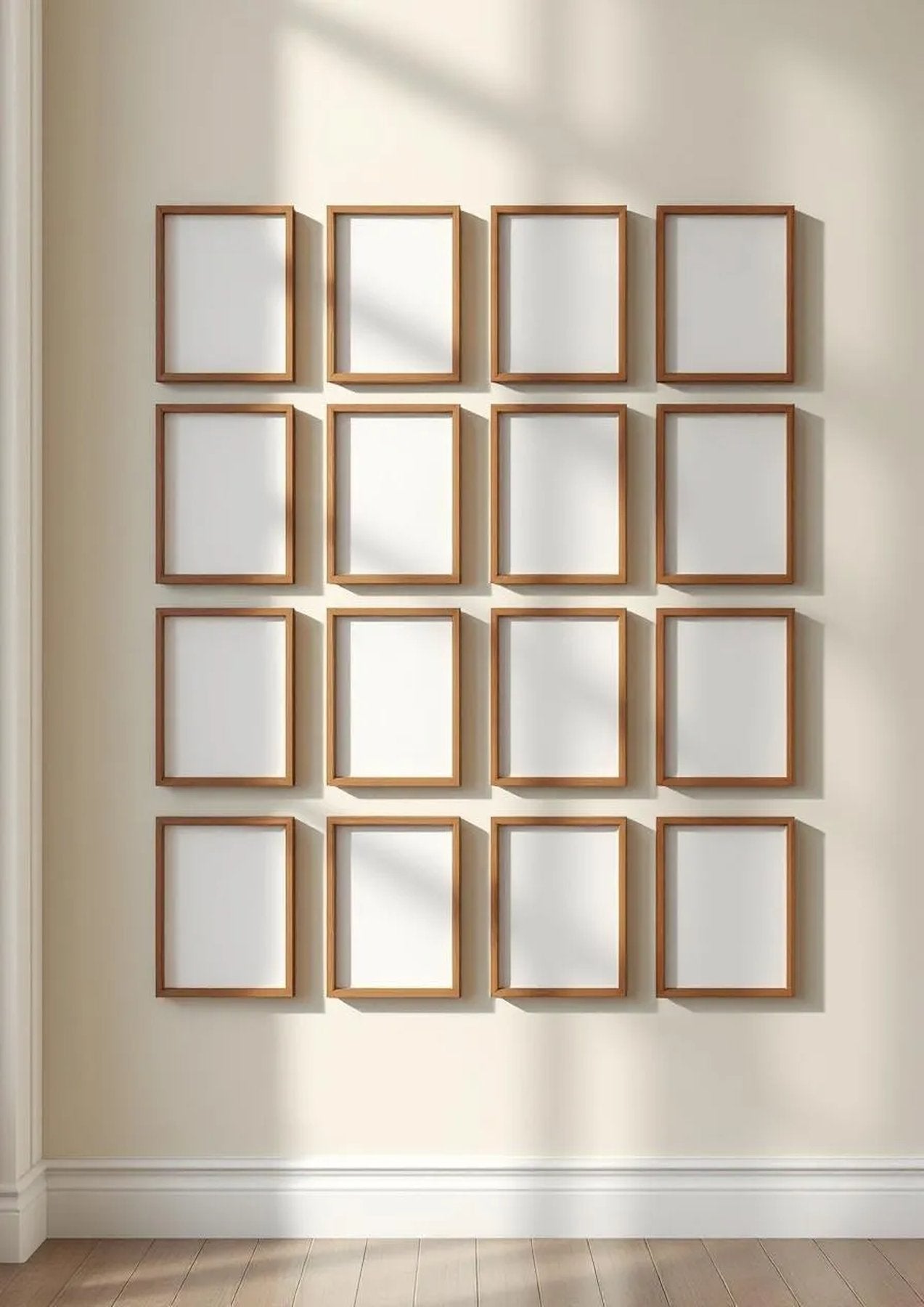 Frame Interior Frame Mockup — Walnut Frame Portrait 2:3 — Perspective View — #01251 | MockupBulk